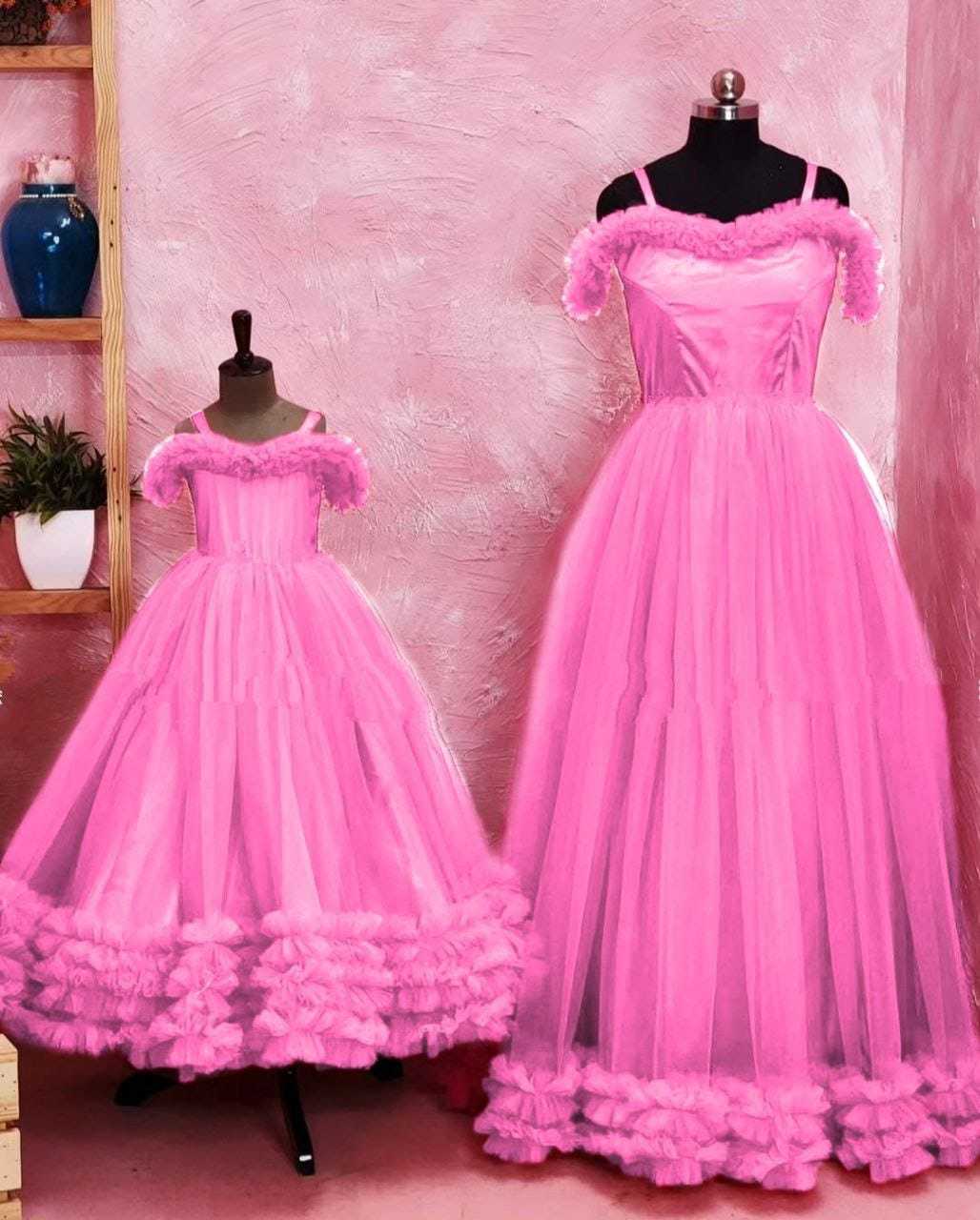 YNF SOFT NET PRI 049 MOTHER & DAUGHTER COMBO WHOLESALE GOWNS MANUFACTURER